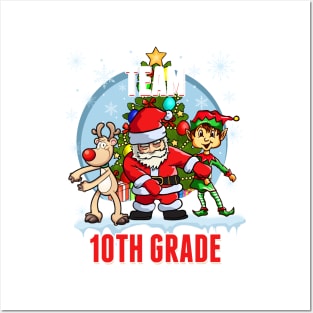 Team 10TH GRADE Santa Elf Reindeer Flossing Kids Christmas Posters and Art